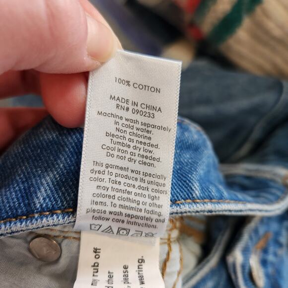 Y2K Vintage Pacsun Patchwork Denim Mini Skirt Blue Cotton Raw Hem Size 25 - Picture 11 of 11